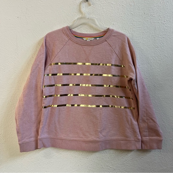 Boden powder pink gold stripes crew sweat shirt - Picture 2 of 6